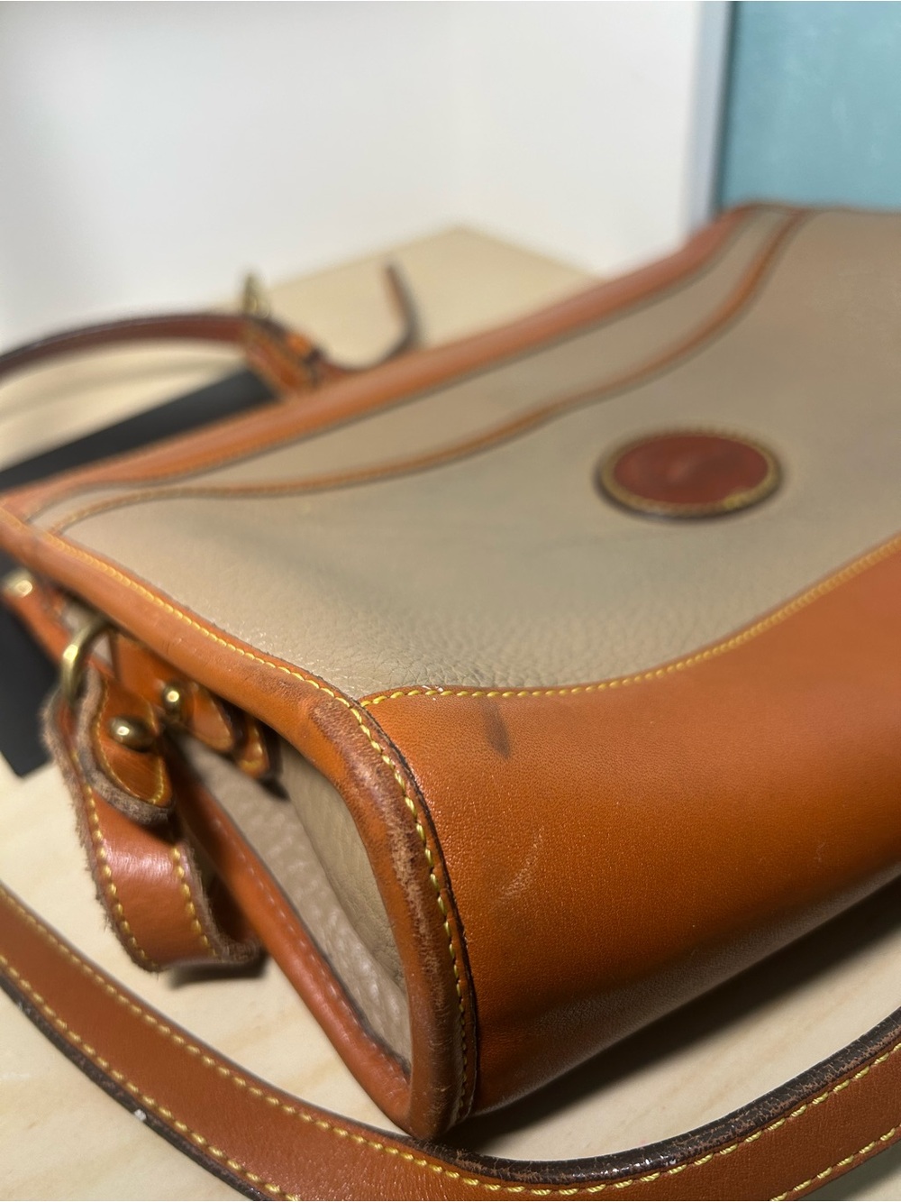 Dooney & Bourke Taupe Crossbody with Brown Leather Trim - Picture 8 of 8